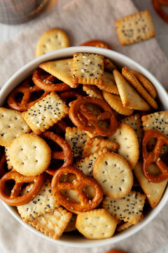 Homemade Crunchy Party Mix with Pretzels and Crackers