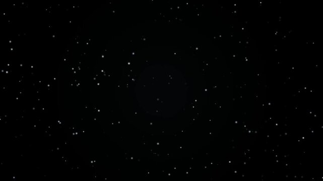 Abstract motion graphic animation of sparkling white stars floating and shimmering in dark deep space universe background seamlessly looped.