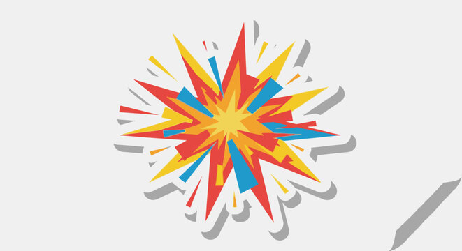 Colorful Comic Book Explosion Sticker Vector Illustration Isolated on White Background for Pop Art Graphic Design Elements