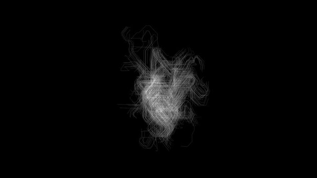 Technical digital abstract Lines representing calculations or processing of data or ai thinking