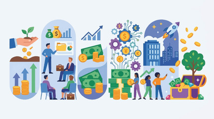 Naklejka premium Business growth and financial investment concept illustration.