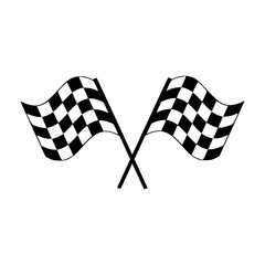 Obraz premium Crossed Checkered Racing Flags Vector Illustration Isolated on White Background for Motorsport Finish Line and Speed Competition Concept