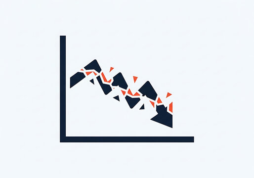 Broken downward graph representing economic crash and business crisis