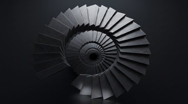 Elegant Dark Marble Spiral Geometry