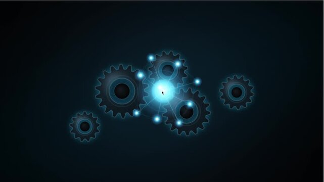 Glowing Gears Illustrate AI Automation and Connected Processes