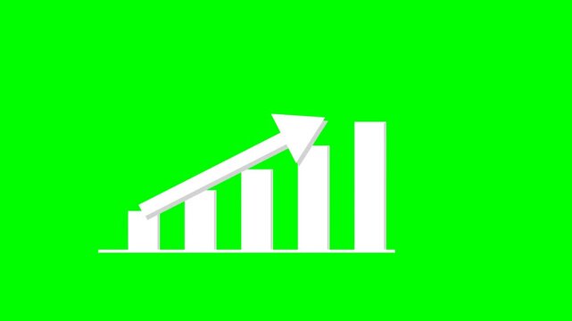 Rising Bar Chart and Upward Arrow on Green Screen