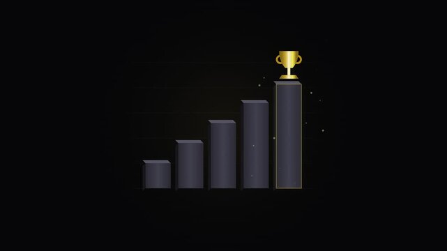 Golden Trophy Resting Atop A Rising Bar Graph Illustrating Significant Business Success And Strategic Growth Progress