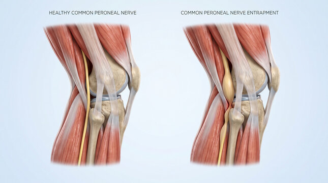 3D Illustration of Healthy and Entrapped Common Peroneal Nerve
