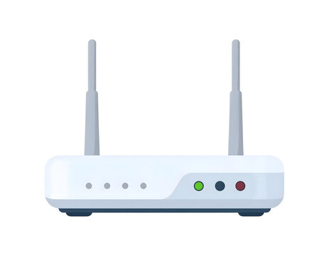 Vector illustration of a white wireless network router with two antennas