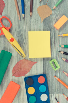 Colorful school supplies for learning. Development of creativity and back to school
