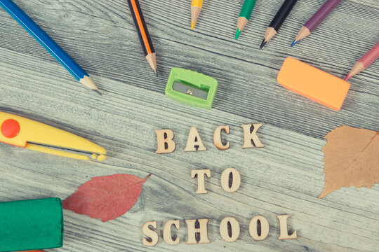 Stationery accessories and other supplies used at school. Back to school. Development of creativity and kids motor skills