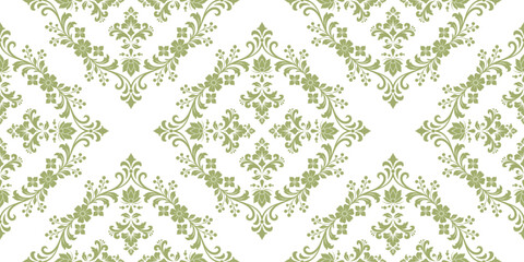Elegant green damask floral pattern with intricate botanical ornaments © CHOICE20