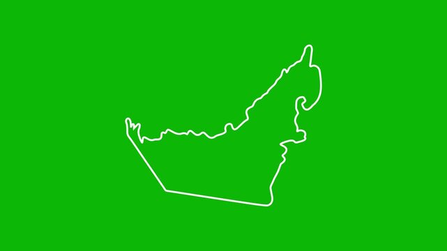 UAE map outline drawing animation video