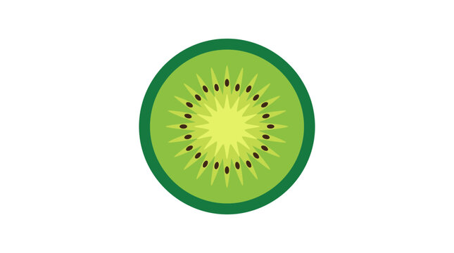 Sliced kiwi fruit with seeds a flat vector illustration on white