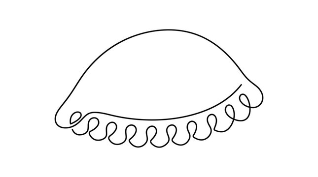 Single line sketch of a traditional empanada pastry.