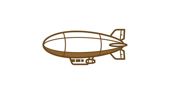 Vintage blimp airship line art logo design.