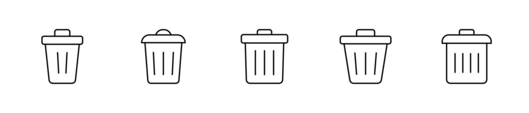 Trash can outline icons set