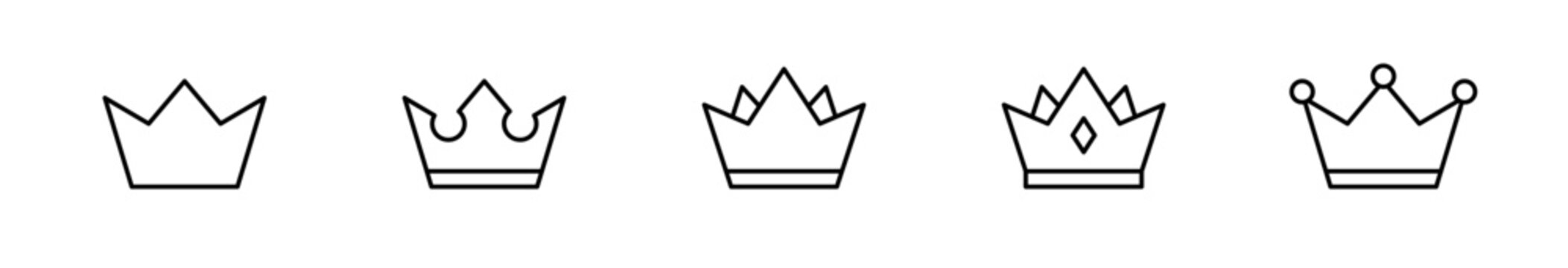 Crown outline icons set