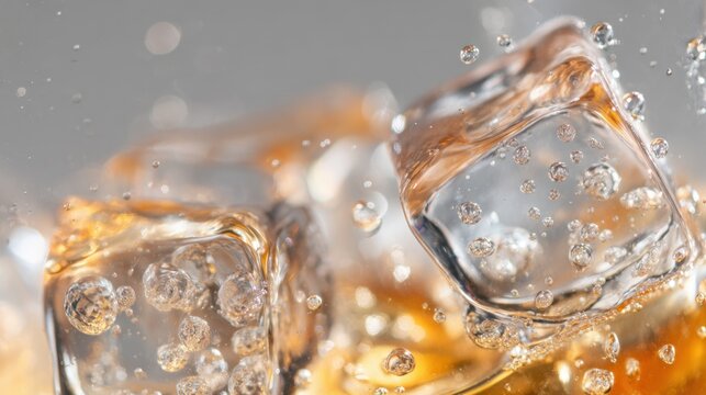 Close up of ice cubes in drink