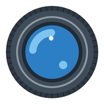 Camera lens flat vector icon photography symbol on transparent background