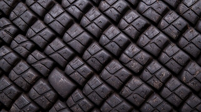 Close-up of a rubber tire tread background, geometric patterns