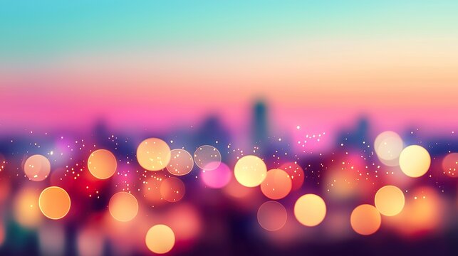 Bokeh city lights at night background, vibrant colors