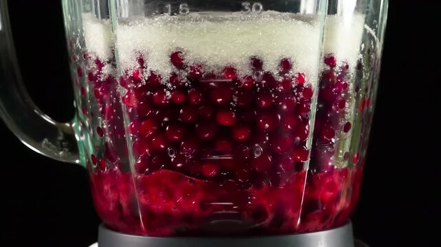 Ground Berries with Sugar. Red berries covered with sugar slowly turn into cowberry mousse