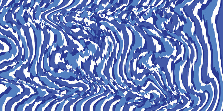 Abstract Blue and White Wavy Lines Seamless Pattern Background