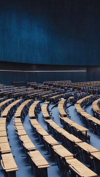 Large lecture hall with curved seating
