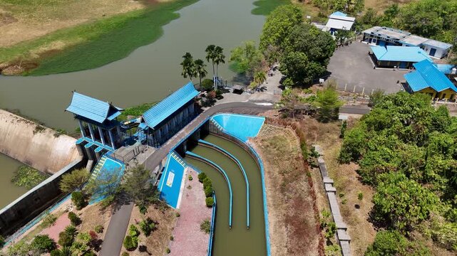 Low water levels at Karang Intan Dam during the dry season in South Kalimantan Indonesia