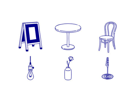 Specialty Coffee Brewing Equipment and Cafe Culture Minimalist Line Art Vector Set