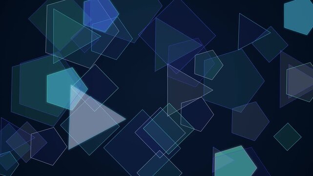 Abstract geometric shapes on dark blue background with transparent overlays