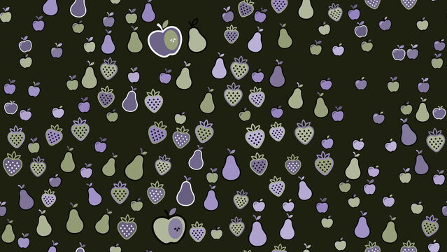 Seamless Pattern of Stylized Fruits