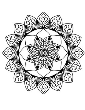 mandala flower black and white 
