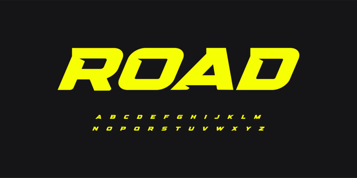 Road letters set. Race font. Italic bold racing style vector latin alphabet. Fonts for event, promo, logo, banner, monogram and poster. Typeset design