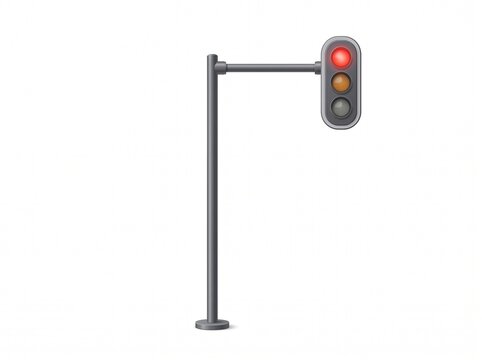 Vector illustration of a traffic light pole with a glowing red signal light, isolated on white background