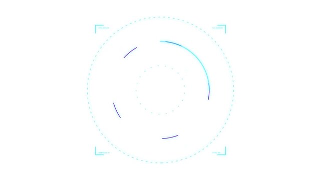 Futuristic HUD Circular Interface Element with Neon Glow on White Background