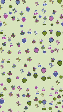 Stylized fruit and plant pattern