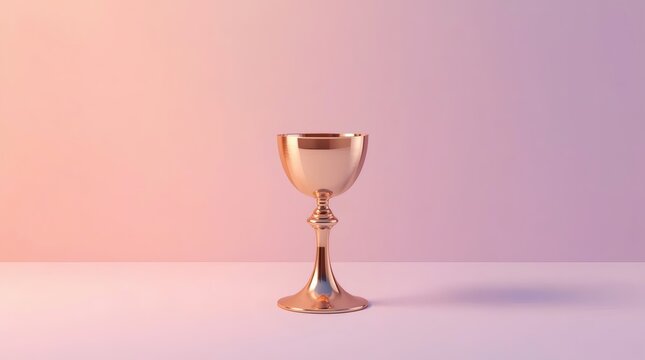Elegant rose gold chalice on a pastel gradient background with soft lighting