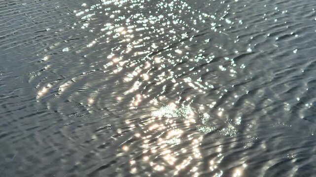 Sparkling Sunlight Reflection on Rippling Water Surface Background