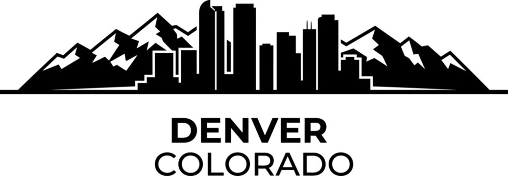 Denver colorado city skyline with mountains silhouette vector illustration