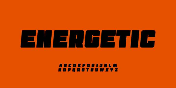 Energetic Heavy bold alphabet, thick wide letter, impact heavyweight font for sport brand, gym logo, impactful robust headline typography. Vector typeset.