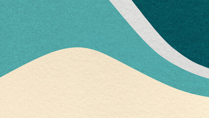 Light cream abstract fluid wavy layered textured paper background with cyan teal flowing curved waves with copy space for banner © nikol85