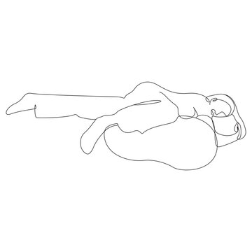 Continuous Line Art Pregnant Woman Lying Down Body Pillow Minimalist Line Drawing Vector Illustration in AI EPS SVG PNG