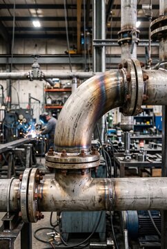 Pipe Elbow Showing Heat Discoloration From Industrial Operation