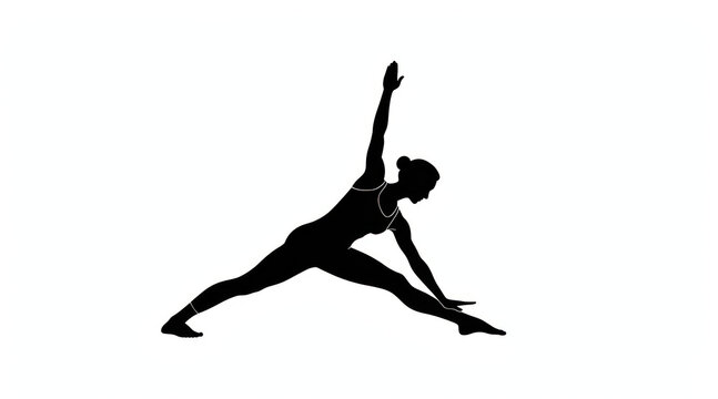 Silhouette of a woman performing a yoga triangle pose