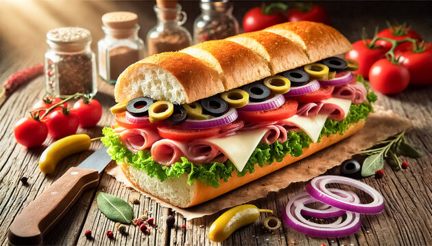 Deliciously Fresh Italian Subs with Vibrant Ingredients