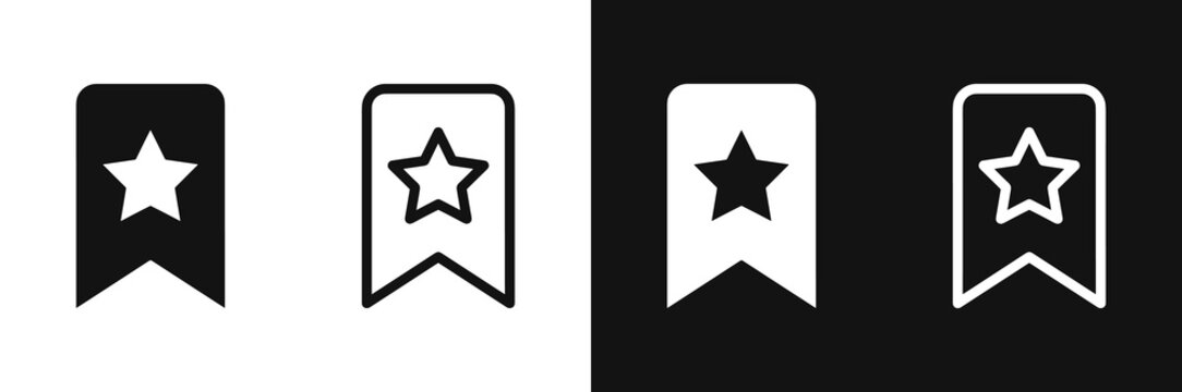 Bookmark ribbon icon with star symbol vector design, favorite and rating concept