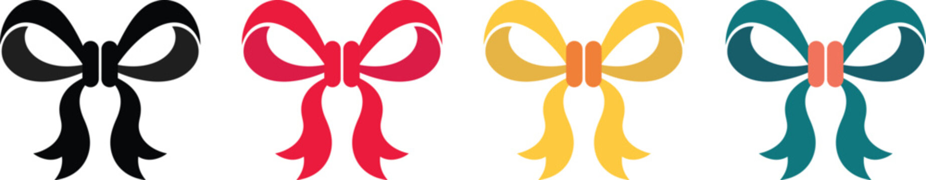 Ribbon Bow Vector Illustration In Multiple Elegant Colors