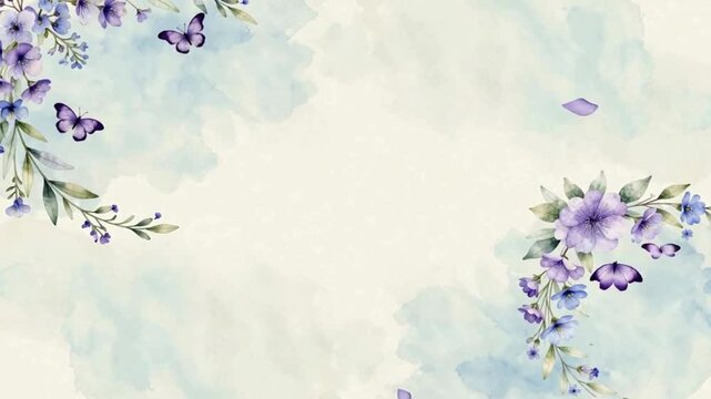 Watercolor blue flowers with golden branches on a white background floral arrangement decor art
